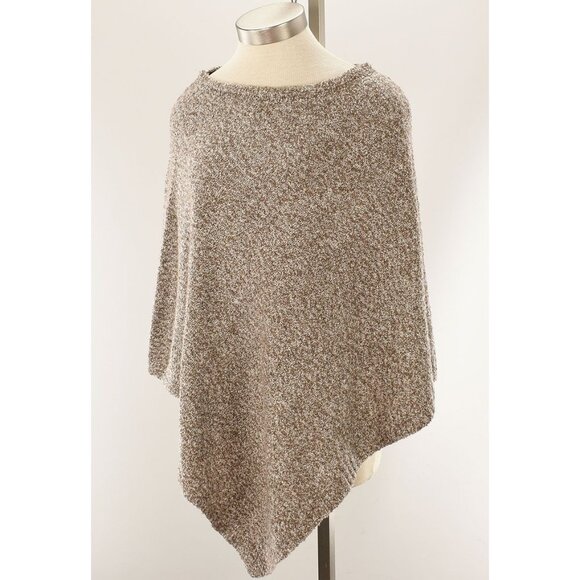 J. Jill Womens Mocha Latte Marled Asymmetrical Cotton Blend Poncho XL-3X - Picture 1 of 2